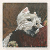 Dessous-de-verre En Verre Westie sur canapé (Devant)