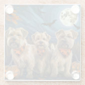 Dessous-de-verre En Verre Wheaten Terrier Halloween Éffrayant (Dos)