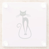 Dessous-de-verre En Verre Whimsical Skinny Chat noir rose (Dos)