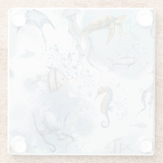 Dessous-de-verre En Verre Whimsical Underwater World – Sea Creatures Pattern (Dos)
