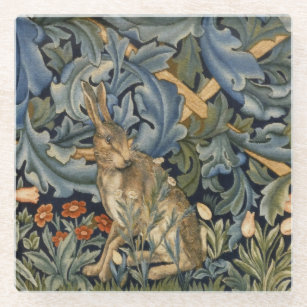 Dessous-de-verre En Verre William Morris Forest Rabbit Floral Art Nouveau