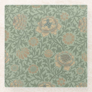 Dessous-de-verre En Verre William Morris motif floral Grafton vert sauge