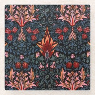 Dessous-de-verre En Verre William Morris Tête de Serpent Motif Foncé