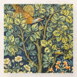 Dessous-de-verre En Verre William Morris Vintage Faisan Écureuil Fleur