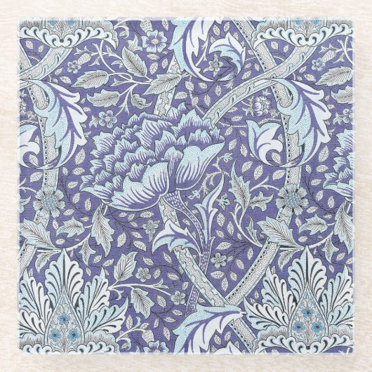 Dessous-de-verre En Verre William Morris Windrush fleurs bleues (Devant)