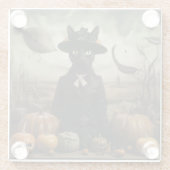 Dessous-de-verre En Verre Witch Cat with Pumpkins  (Dos)