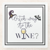 Dessous-de-verre En Verre Witch Way To Wine Drôle Casquette sorcière mignonn (Devant)