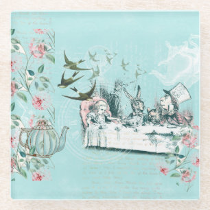 Dessous-de-verre En Verre Wonderland Mad Tea Party Aqua Dessous de verre en 