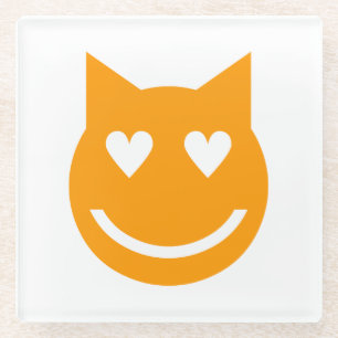 Dessous-de-verre En Verre Yeux en forme de coeur Emoji