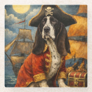 Dessous-de-verre En Verre Yogi the Basset Hound Pirate
