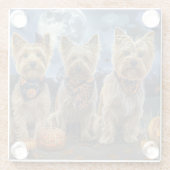Dessous-de-verre En Verre Yorkipoo Halloween Éffrayant (Dos)