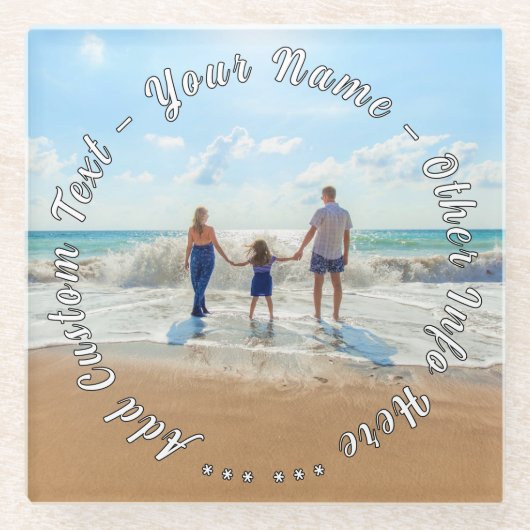 Dessous-de-verre En Verre Your Photo Glass Coaster Gift with Custom Text (Devant)