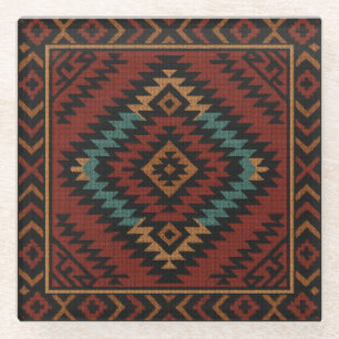 Dessous-de-verre En Verre Zapotec Art folklorique Dessous de verre géométriq