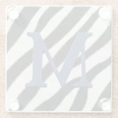 Dessous-de-verre En Verre Zebra Fur Poster de animal gris bleu Monogramme (Dos)