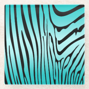 Dessous-de-verre En Verre Zesty Zebra Cyan