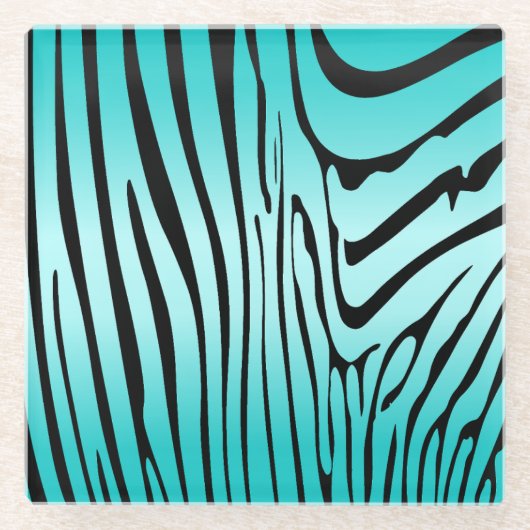 Dessous-de-verre En Verre Zesty Zebra Cyan (Devant)