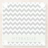 Dessous-de-verre En Verre Zigzag noir et blanc, Motif Chevron, Votre nom (Dos)