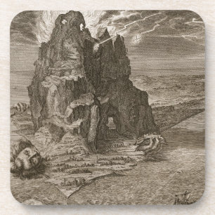 Dessous-de-verre Enceladus a enterré sous le mont Etna, 1731 (engr