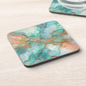 Dessous-de-verre encre d'alcool bleu et vert (Côté gauche)