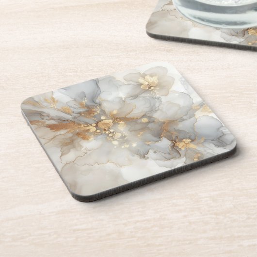 Dessous-de-verre encre d'alcool grise et blanche (Côté gauche)