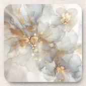 Dessous-de-verre encre d'alcool grise et blanche (Devant)