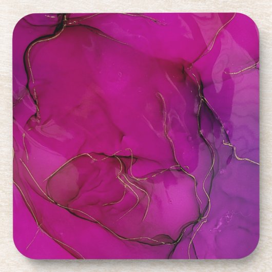 Dessous-de-verre encre d'alcool pourpre (Devant)