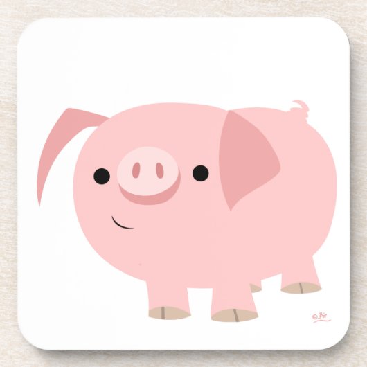 Dessous-de-verre Ensemble de sous-verres dessin animé mignon cochon (Devant)