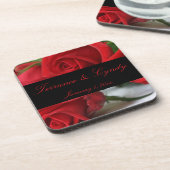 Dessous-de-verre Ensemble personnel de bouquet de rose rouge de (Côté gauche)