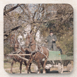 Dessous-de-verre Équipe à deux chevaux et Wagon