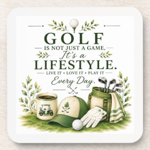 Dessous-de-verre Équipement de golf avec texte sur fond vert