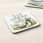 Dessous-de-verre Équipement de golf avec texte sur fond vert (Côté gauche)