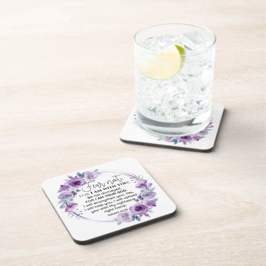 Dessous-de-verre Esaïe 41:10 Crainte non violet Écriture florale (Côté Droit)