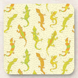 Dessous-de-verre Escalade de roche Geckos sur jaune - motif sans so