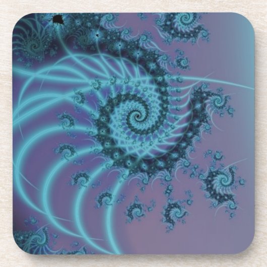 Dessous-de-verre Escalier Spiral | Art fractal bleu et rose (Devant)