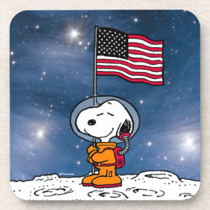 Dessous-de-verre ESPACE   Snoopy avec astronaute du drapeau