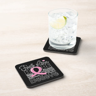 Dessous-de-verre Espoir typographique d'amour de foi de cancer du