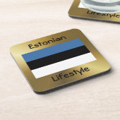 Dessous-de-verre Estonie Drapeau+Dessous de verre texte (Côté gauche)