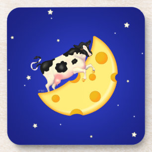 Dessous-de-verre Et la vache s'est cognée sur la lune au fromage