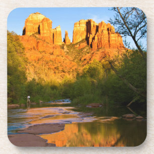 Dessous-de-verre États-Unis, Arizona. Cathedral Rock au coucher du