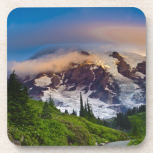 Dessous-de-verre États-Unis, Washington, Mt. Rainier. Soleil du mat