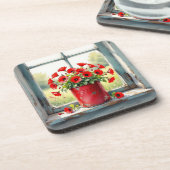 Dessous-de-verre Étiquette de café rouge des papilles rouges (Côté gauche)