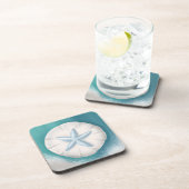 Dessous-de-verre Étoile de mer sarcelle et dollar de sable plage (Côté Droit)