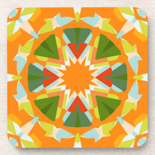 Dessous-de-verre Étoile verte orange vif Kitsch Eclectique (Devant)