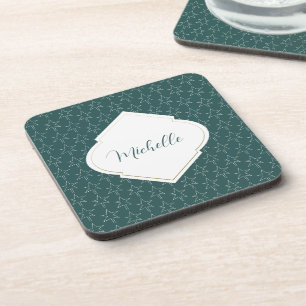 Dessous-de-verre Étoiles de Noël Motif Monogrammé Vert Pin