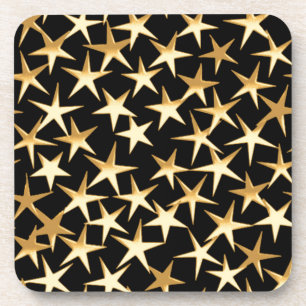 Dessous-de-verre étoiles d'or sur un arrière - plan noir