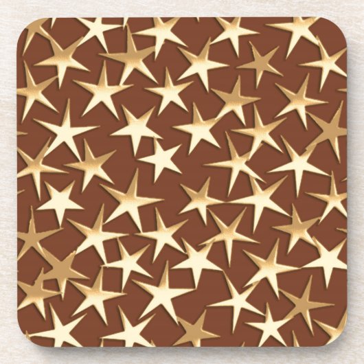 Dessous-de-verre Étoiles dorées sur fond marron chocolat (Devant)