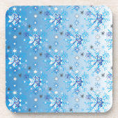 Dessous-de-verre Étoiles et flocons de neige bleu et blanc complexe (Devant)