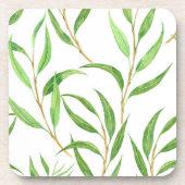 Dessous-de-verre Eucalyptus motif aquarelle sur blanc (Devant)