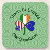 Dessous-de-verre European Union Irish American Flags Shamrock Name (Devant)