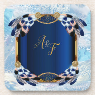 Dessous-de-verre Exotic-Parrot Blue tone feathers Coaster